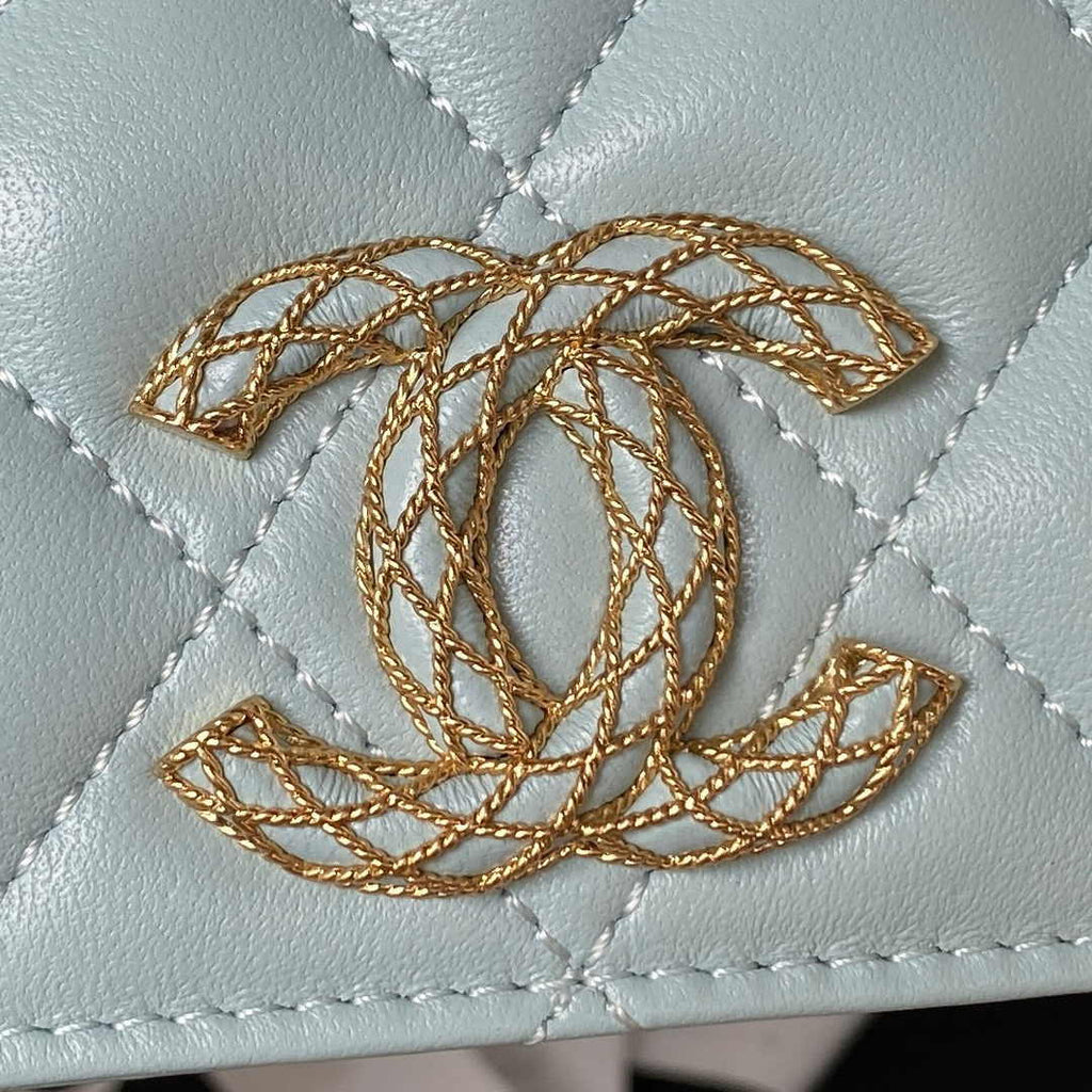 Chanel AP3363 Evening Clutch with chain Lambskin Blue