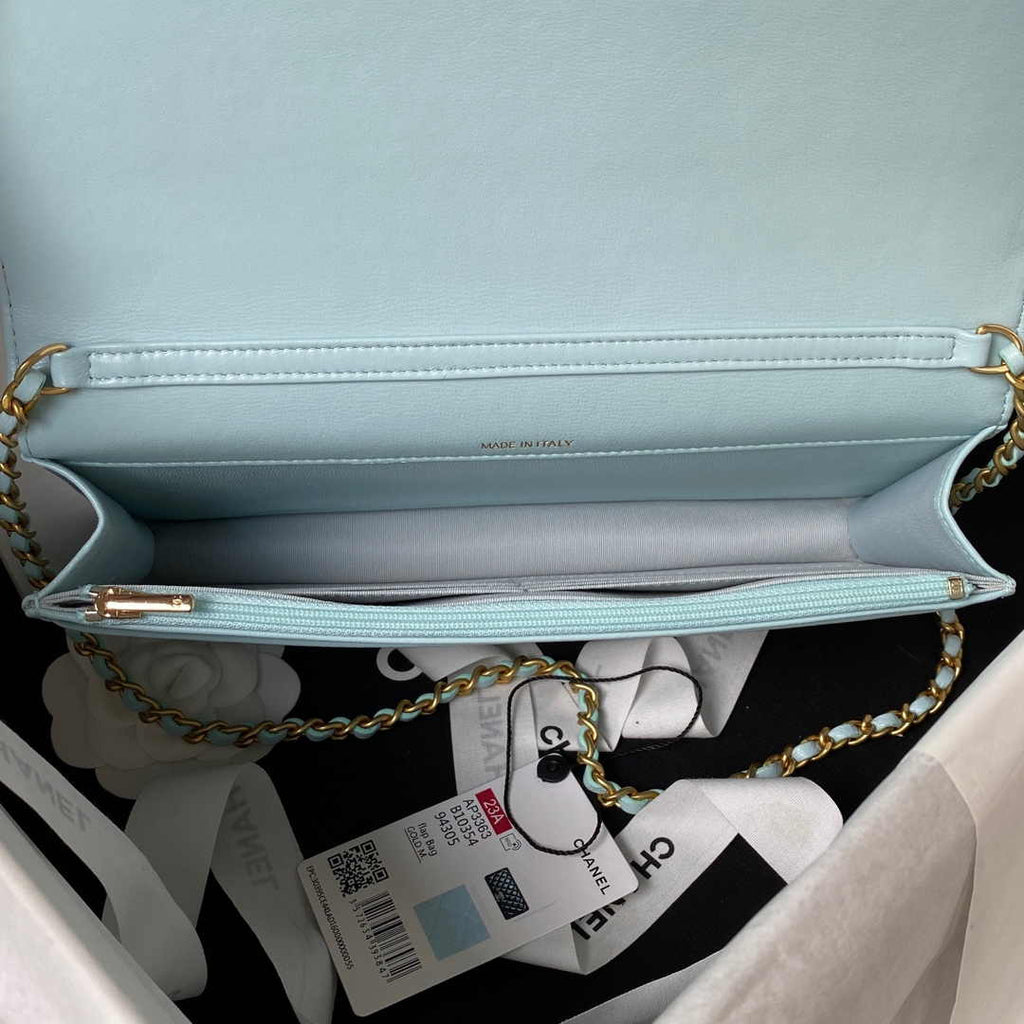 Chanel AP3363 Evening Clutch with chain Lambskin Blue
