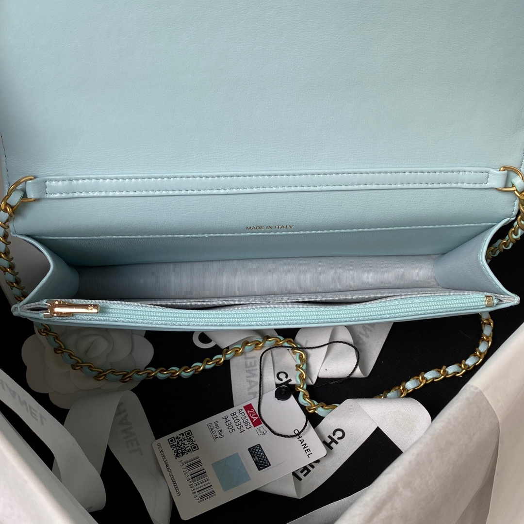 Chanel AP3363 Evening Clutch with chain Lambskin Blue