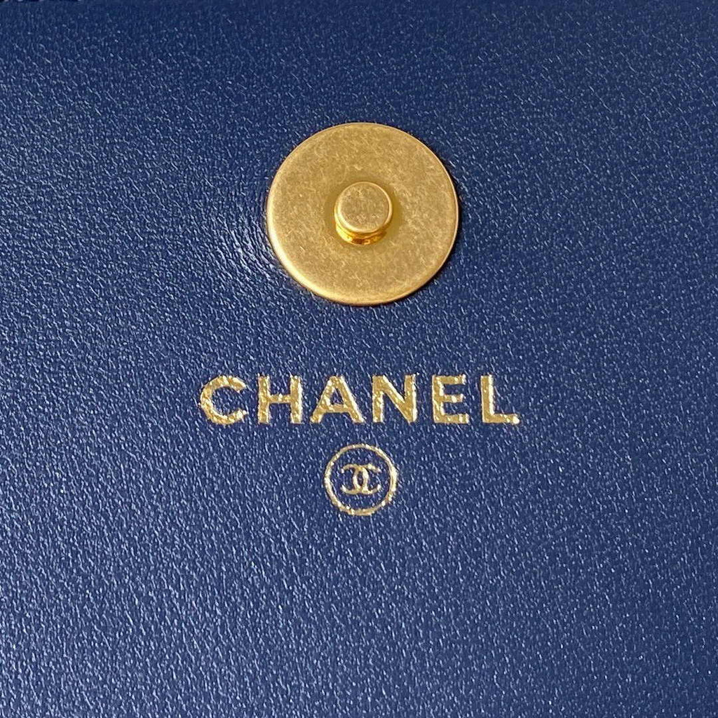 Chanel AP3363 Evening Clutch with chain Velvet Navy Blue