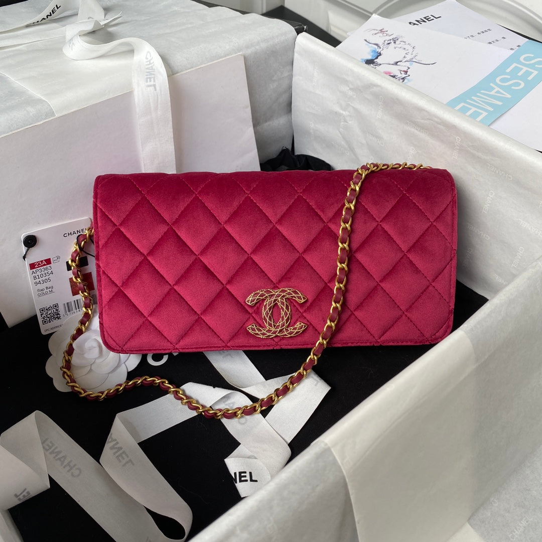Chanel AP3363 Evening Clutch with chain Velvet Plum