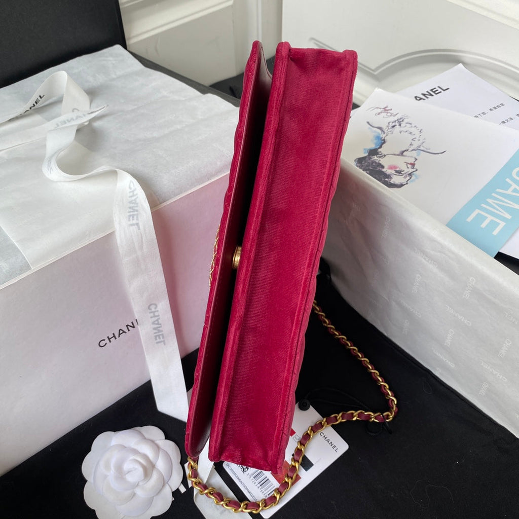 Chanel AP3363 Evening Clutch with chain Velvet Plum