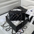 Chanel AP3593 Shiny crumpled calfskin strass  Ruthenium-Finish Metal Black