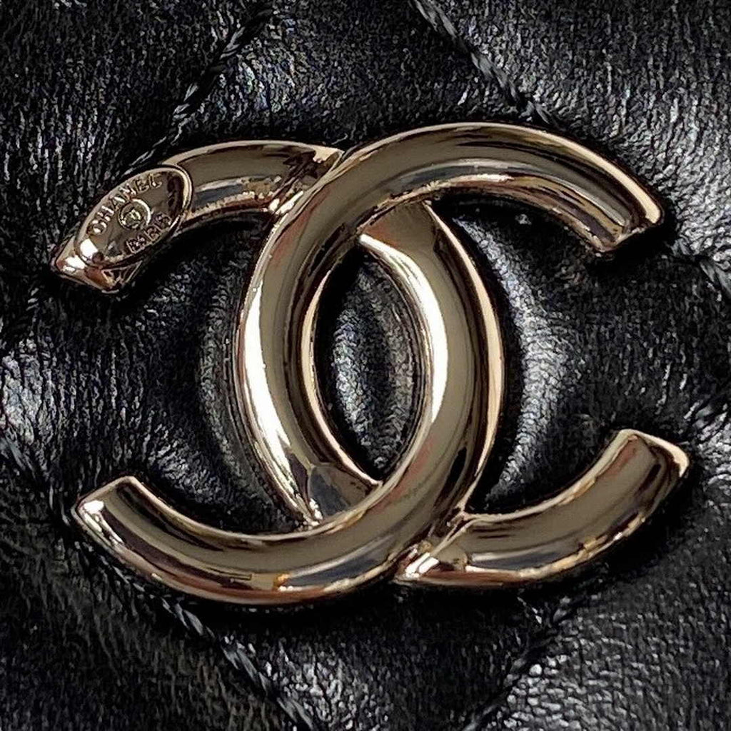 Chanel AP3593 Shiny crumpled calfskin strass  Ruthenium-Finish Metal Black