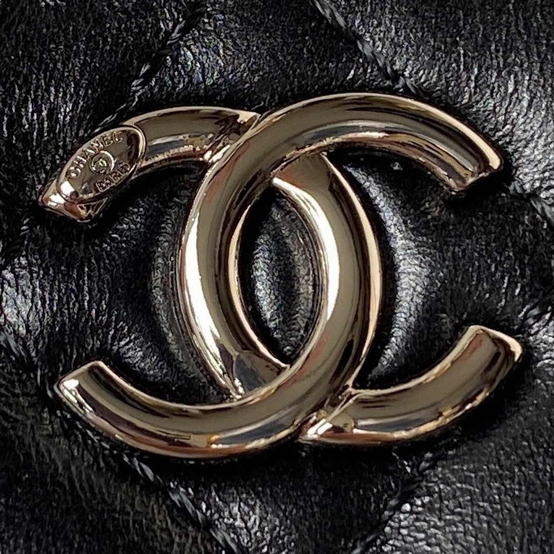 Chanel AP3593 Shiny crumpled calfskin strass  Ruthenium-Finish Metal Black