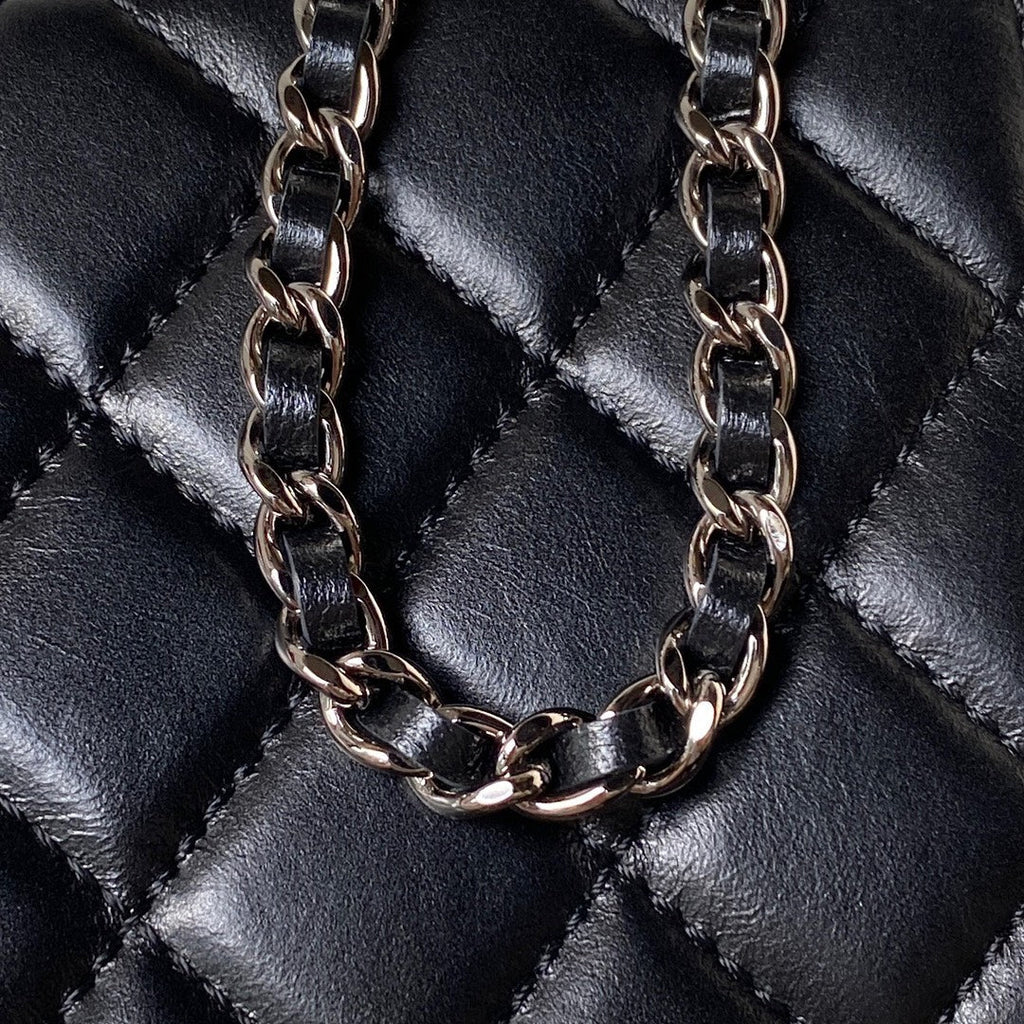 Chanel AP3593 Shiny crumpled calfskin strass  Ruthenium-Finish Metal Black