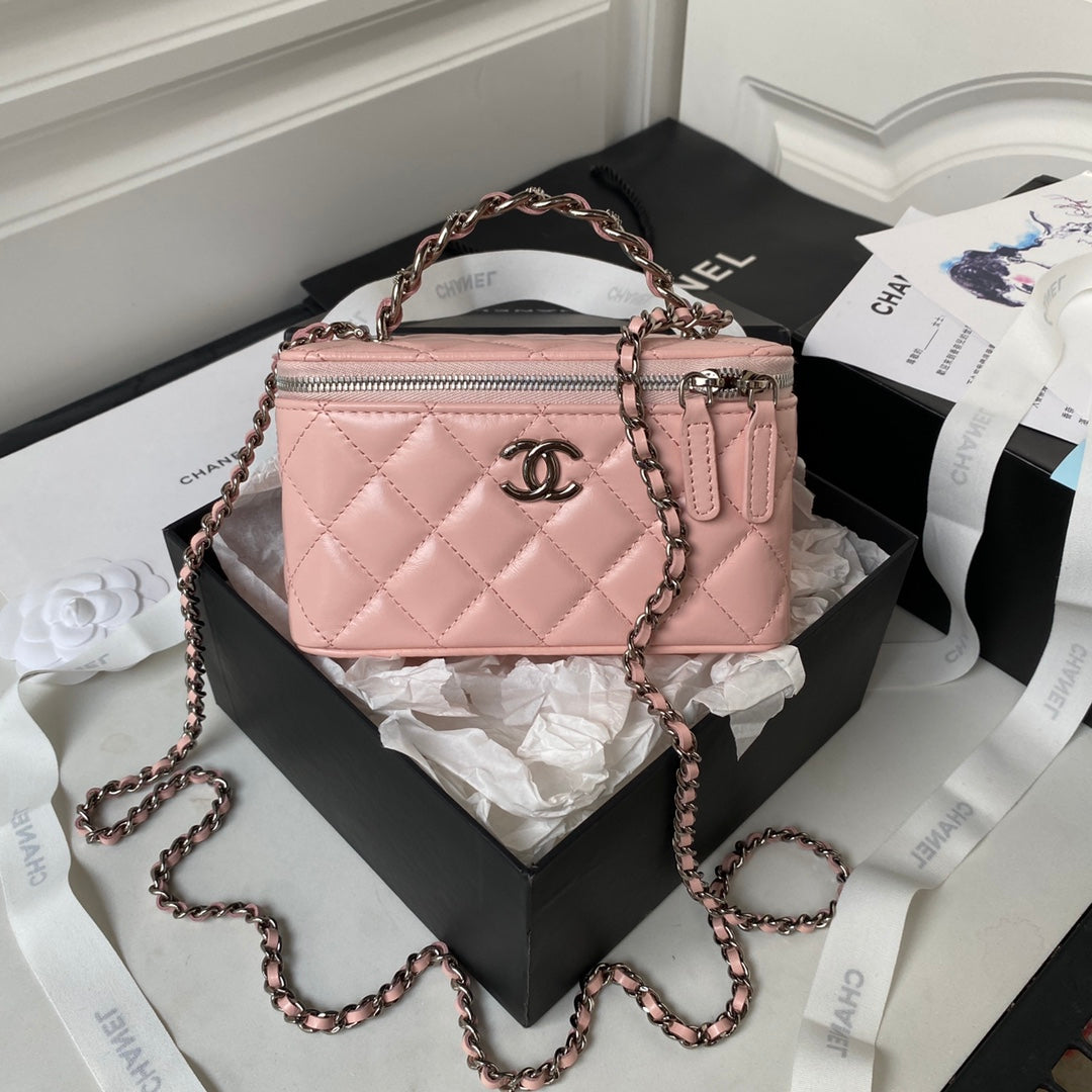 Chanel AP3593 Shiny crumpled calfskin strass  Ruthenium-Finish Metal Pink