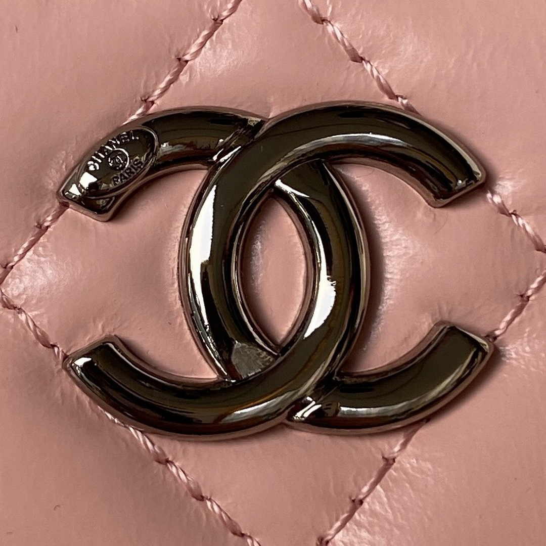 Chanel AP3593 Shiny crumpled calfskin strass  Ruthenium-Finish Metal Pink