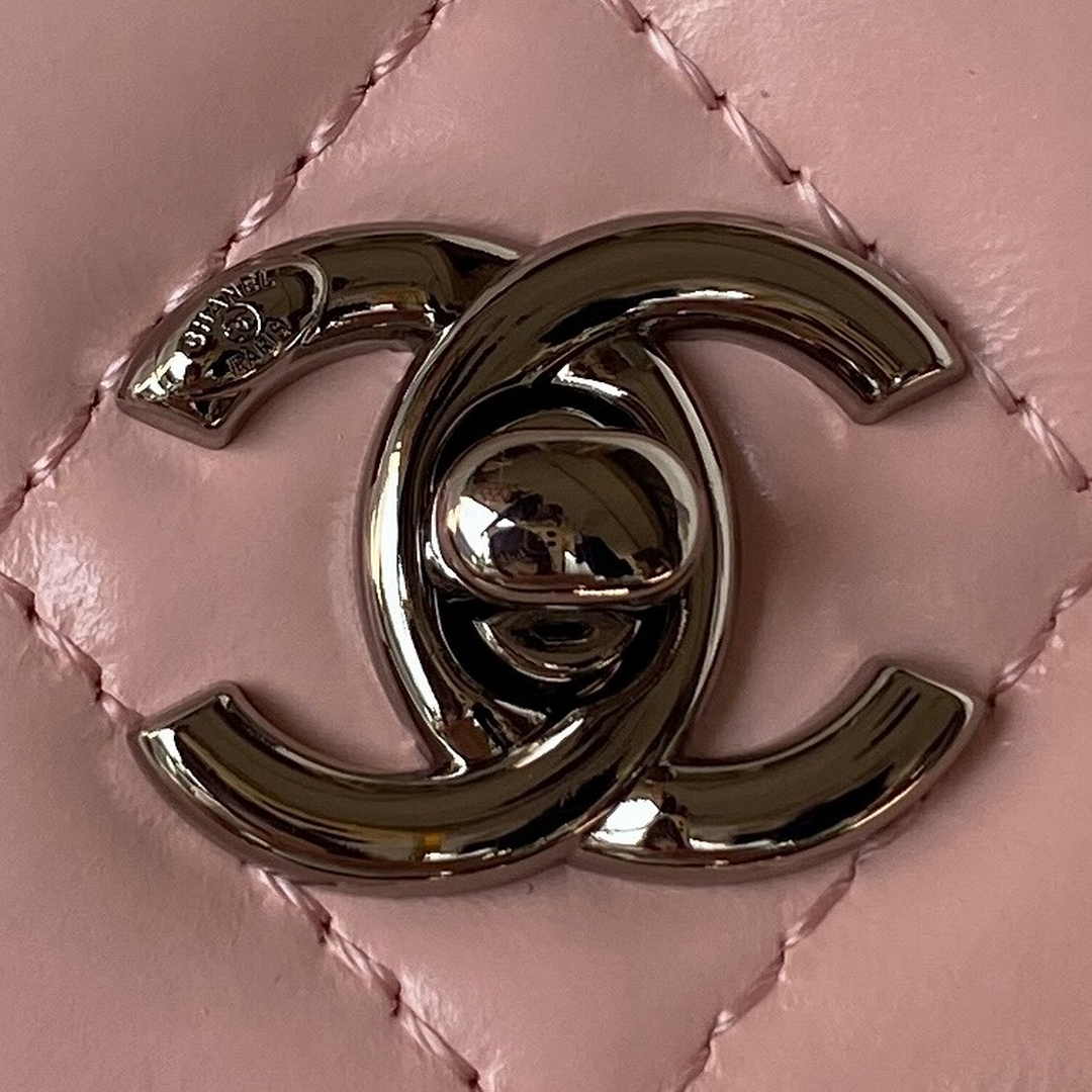 Chanel AP3645 Wallet on chain Shiny Crumpled Calfskin Strass Metal Pink