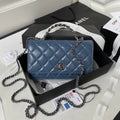 Chanel AP3645 Wallet on chain Shiny Crumpled Calfskin Strass Metal Blue