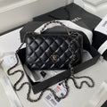 Chanel AP3645 Wallet on chain Shiny Crumpled Calfskin Strass Metal Black
