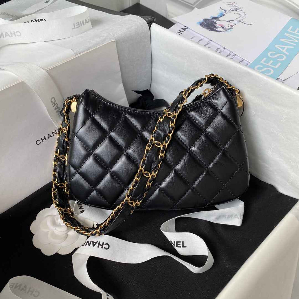 Chanel AP3647 Small Hobo Bag Calfskin Black
