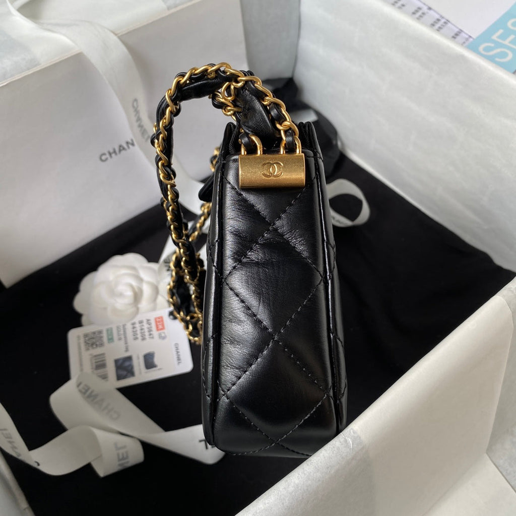 Chanel AP3647 Small Hobo Bag Calfskin Black