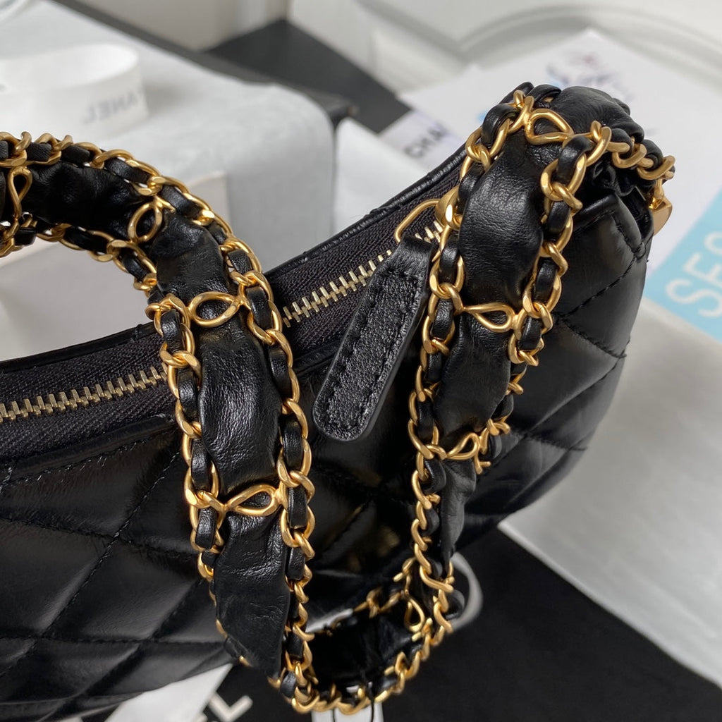 Chanel AP3647 Small Hobo Bag Calfskin Black