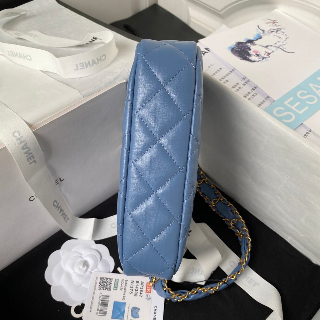 Chanel AP3647 Small Hobo Bag Calfskin Blue