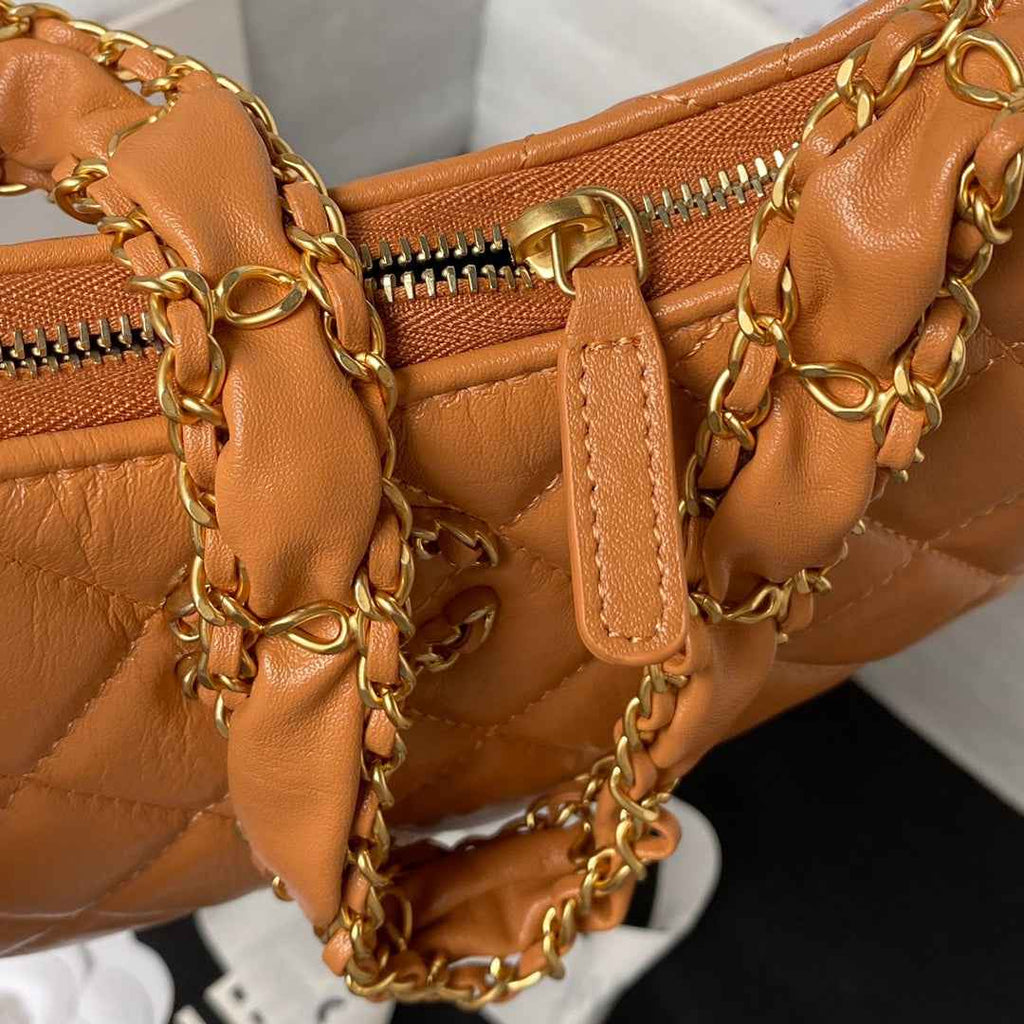 Chanel AP3647 Small Hobo Bag Calfskin Brown
