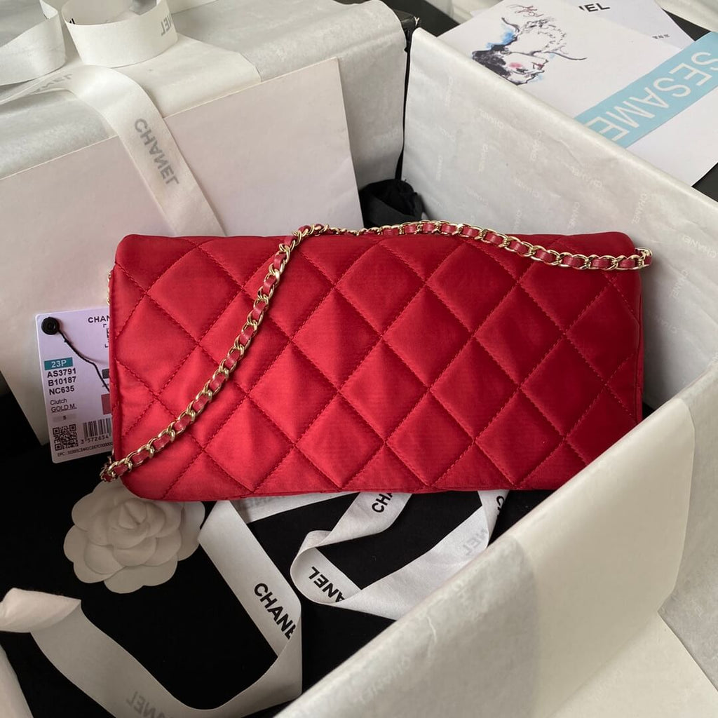 Chanel AP3791 Evening Clutch with chain Velvet Red