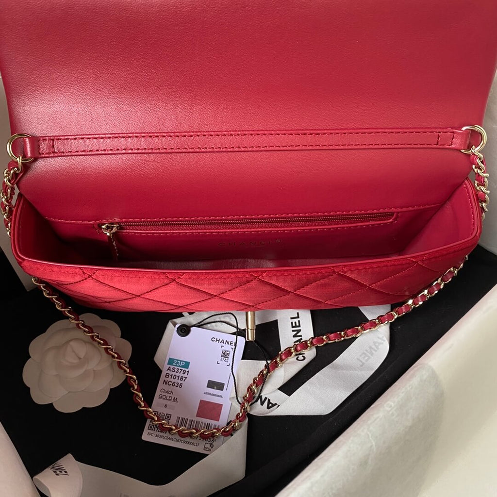 Chanel AP3791 Evening Clutch with chain Velvet Red