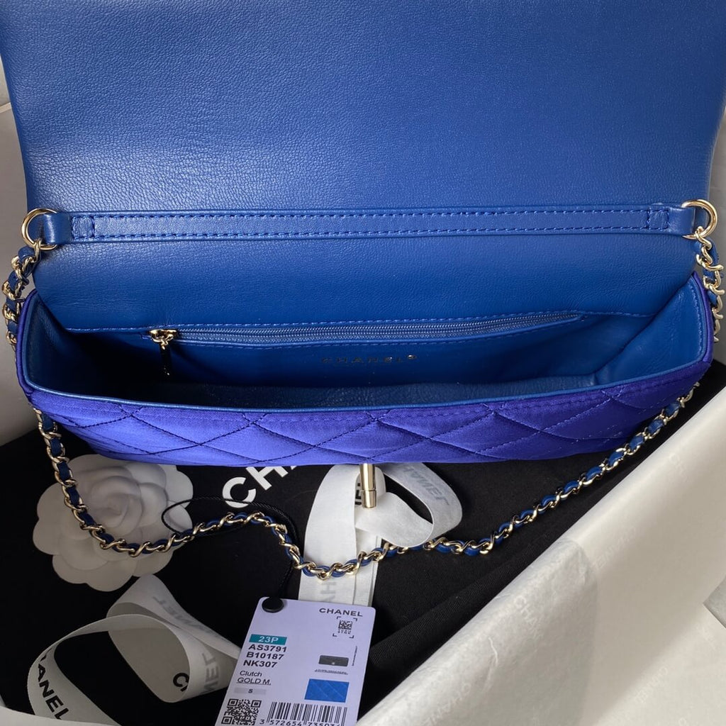 Chanel AP3791 Evening Clutch with chain Velvet Blue