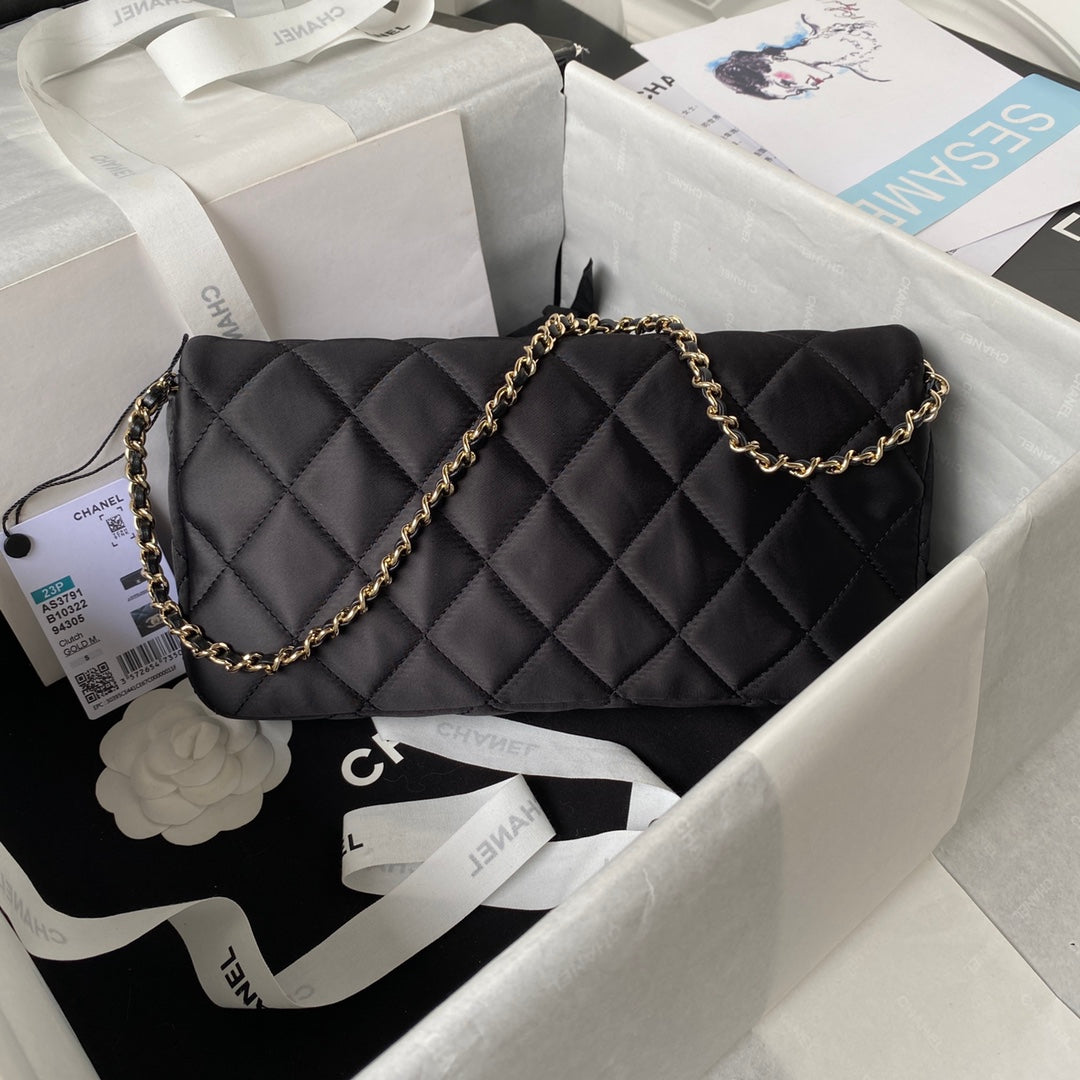 Chanel AP3791 Evening Clutch with chain Velvet Black