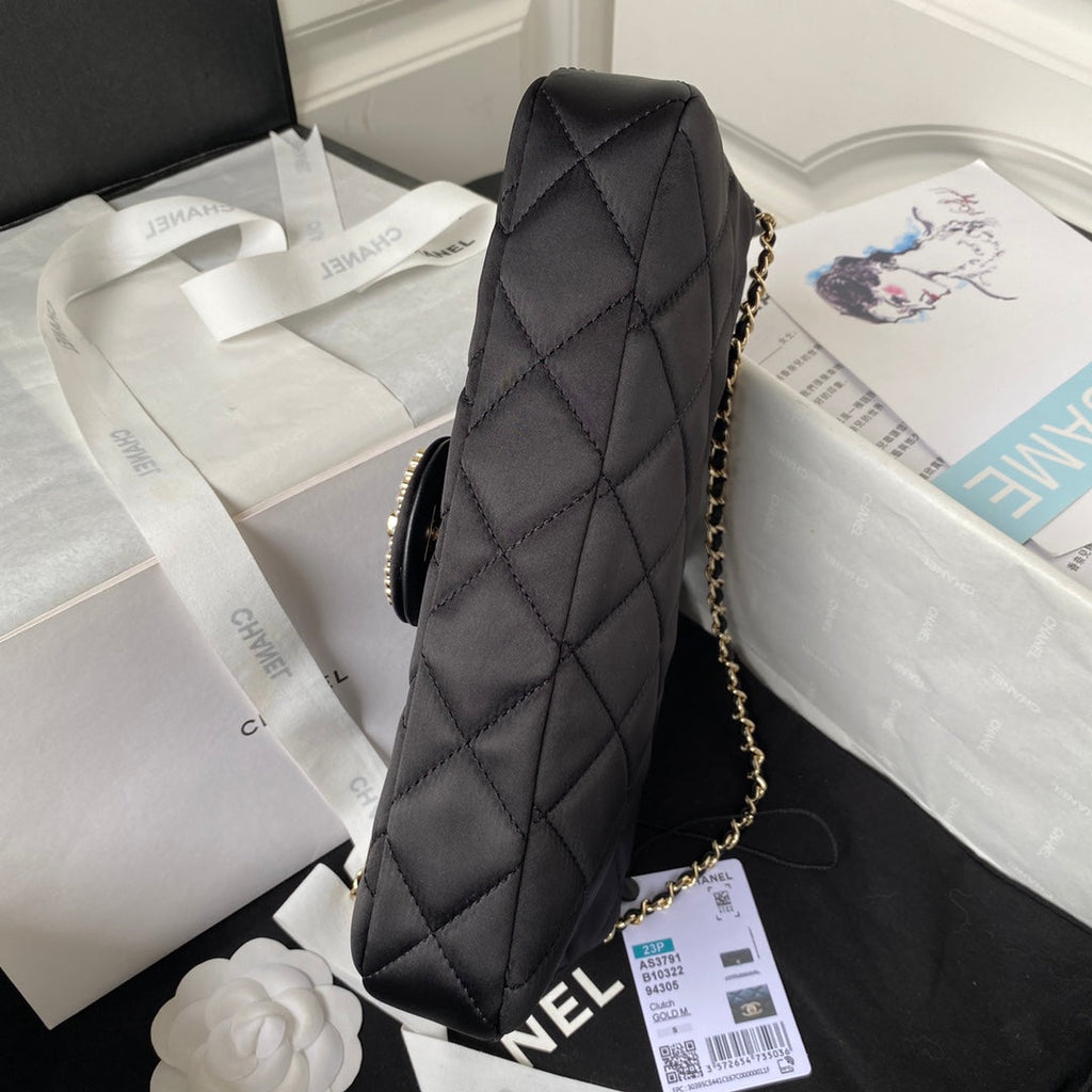 Chanel AP3791 Evening Clutch with chain Velvet Black