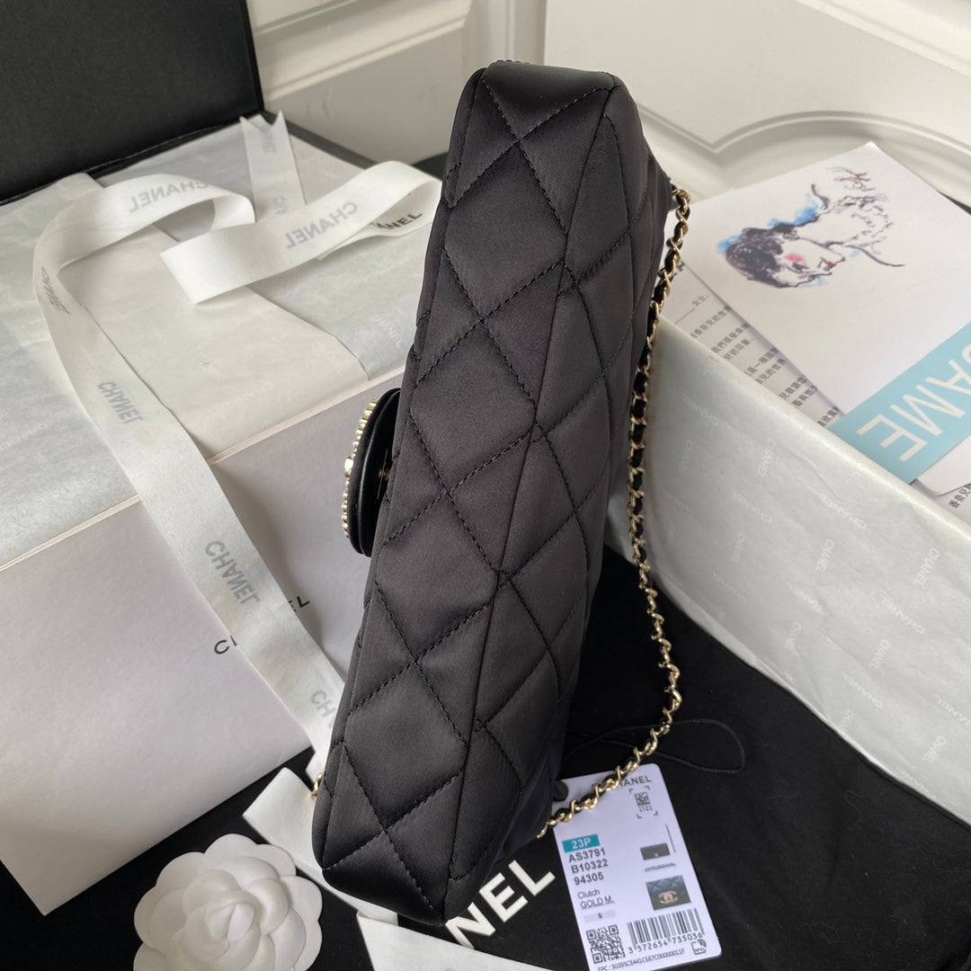 Chanel AP3791 Evening Clutch with chain Velvet Black