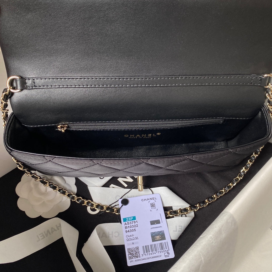 Chanel AP3791 Evening Clutch with chain Velvet Black