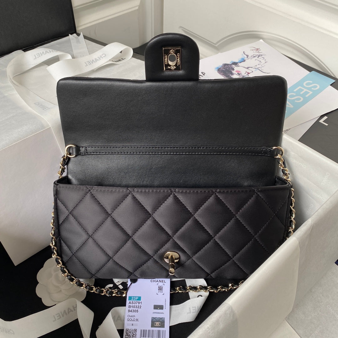 Chanel AP3791 Evening Clutch with chain Velvet Black