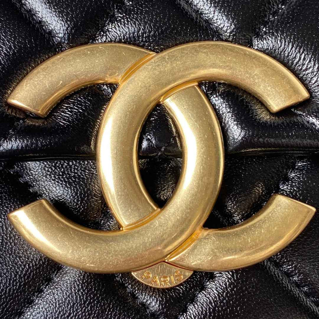 Chanel AP3854 Small Flap Phone Holder with Chain Lambskin Black