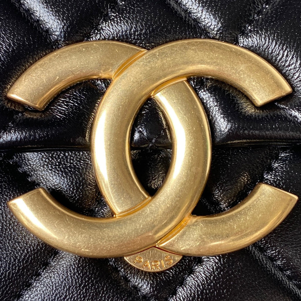 Chanel AP3854 Small Flap Phone Holder with Chain Lambskin Black