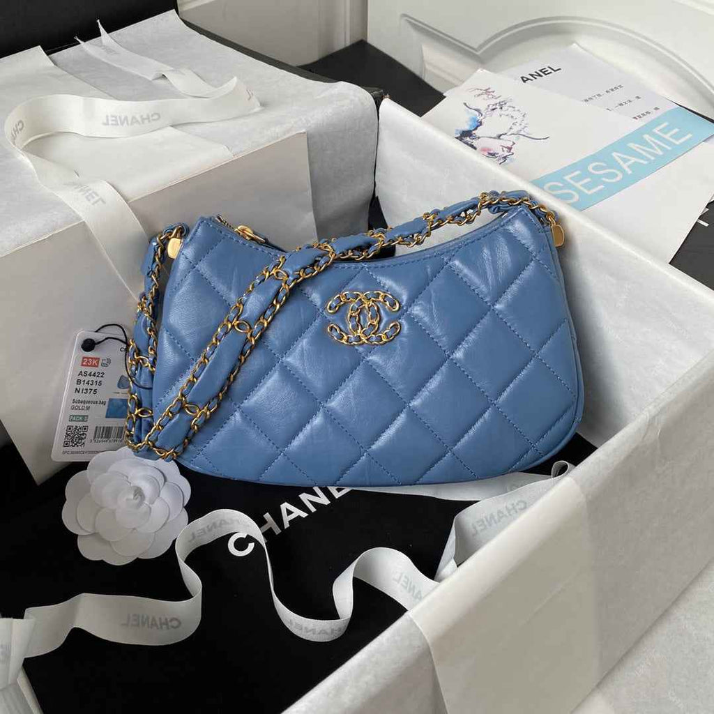 Chanel AP4422 Hobo Bag Calfskin Blue