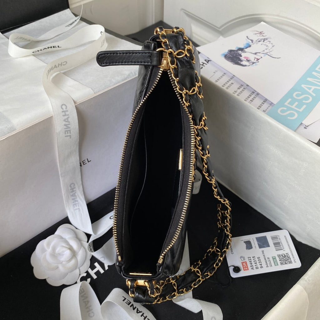Chanel AP4422 Hobo Bag Calfskin Black
