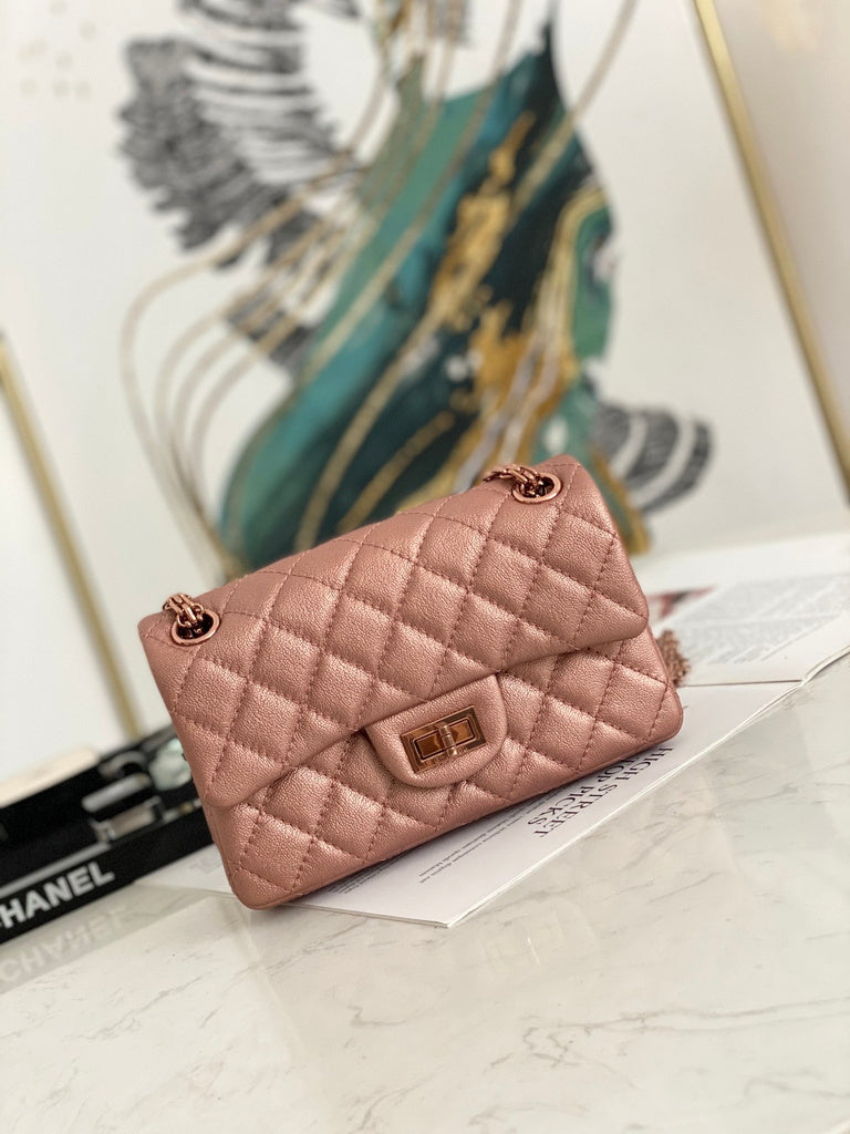 Chanel AS0874 Mini 2.55 Handbag Aged Calfskin Bronze