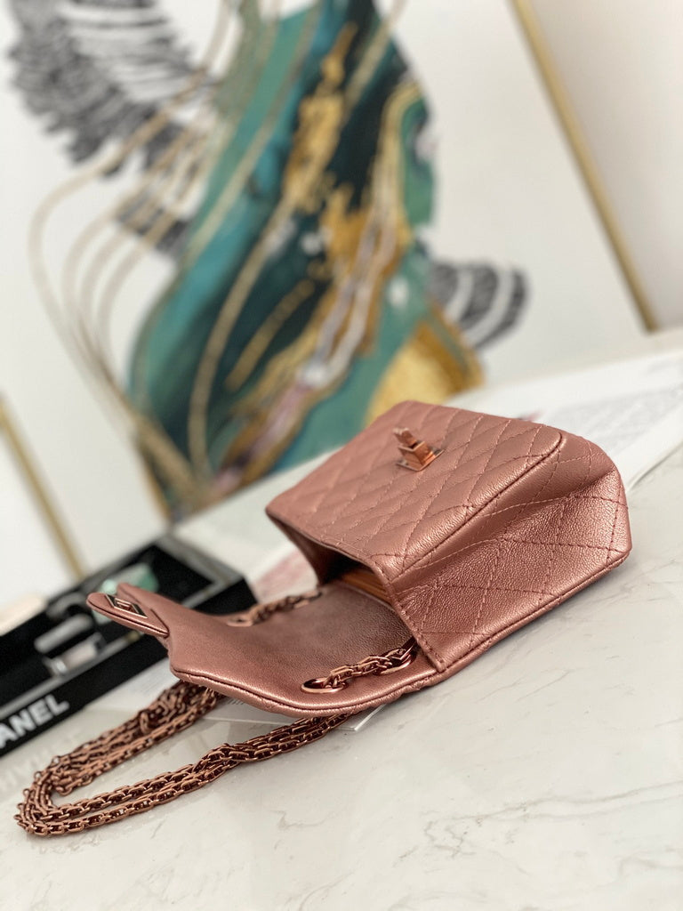 Chanel AS0874 Mini 2.55 Handbag Aged Calfskin Bronze