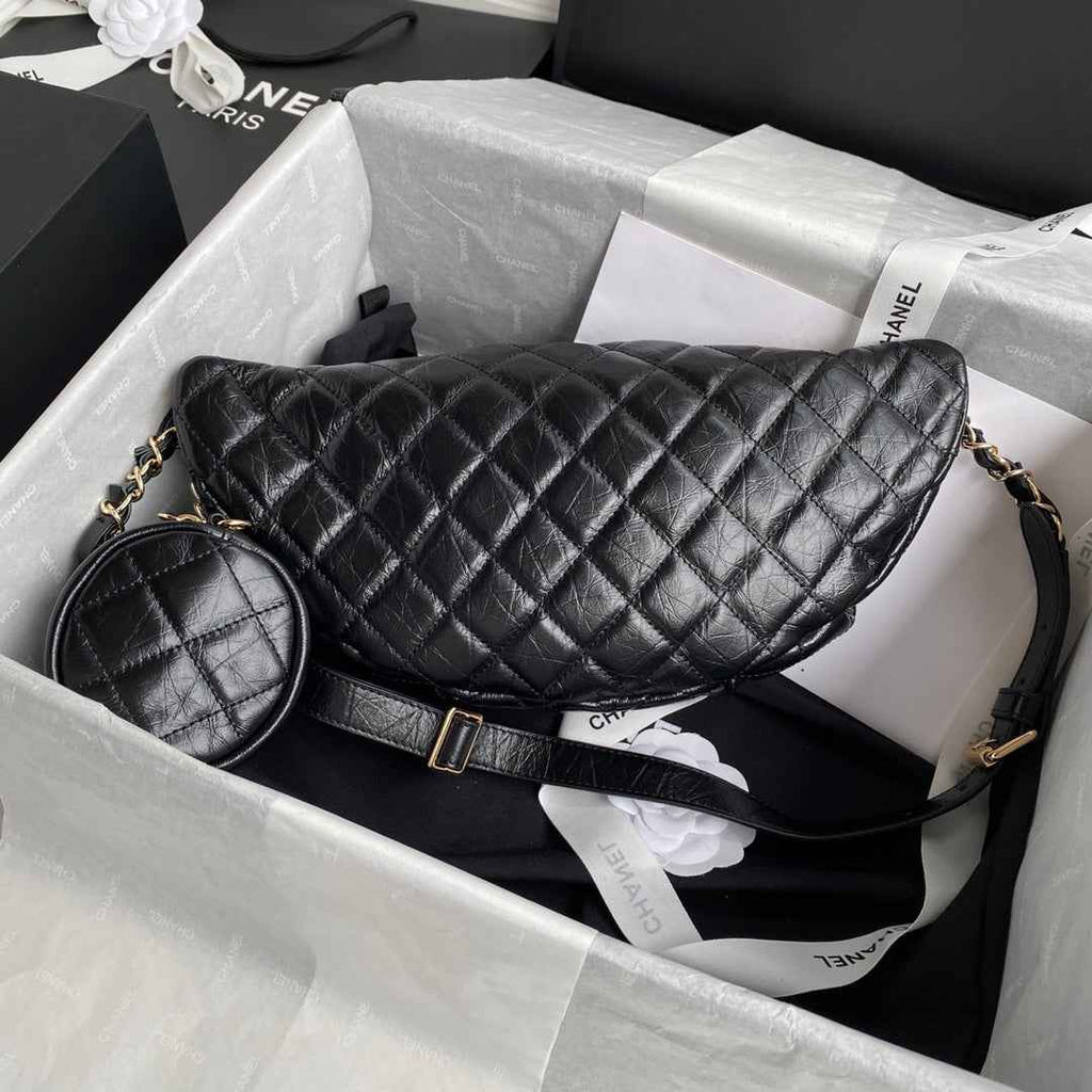 Chanel AS1077 Waist Belt Bag Calfskin Black