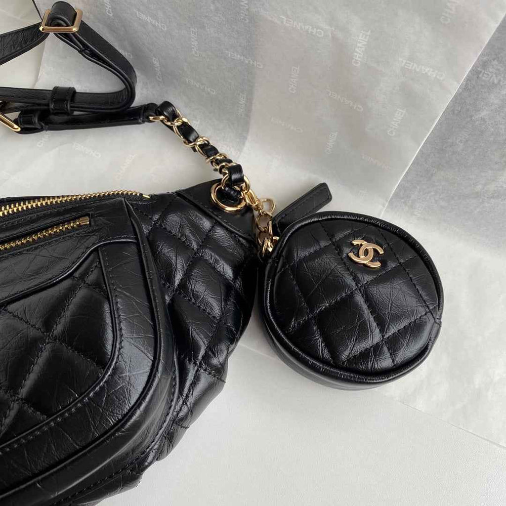 Chanel AS1077 Waist Belt Bag Calfskin Black