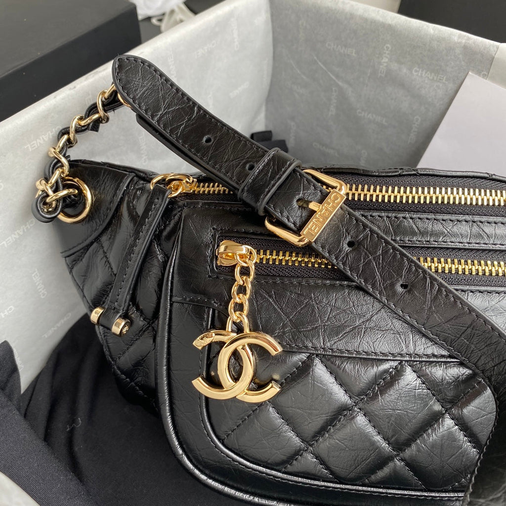 Chanel AS1077 Waist Belt Bag Calfskin Black