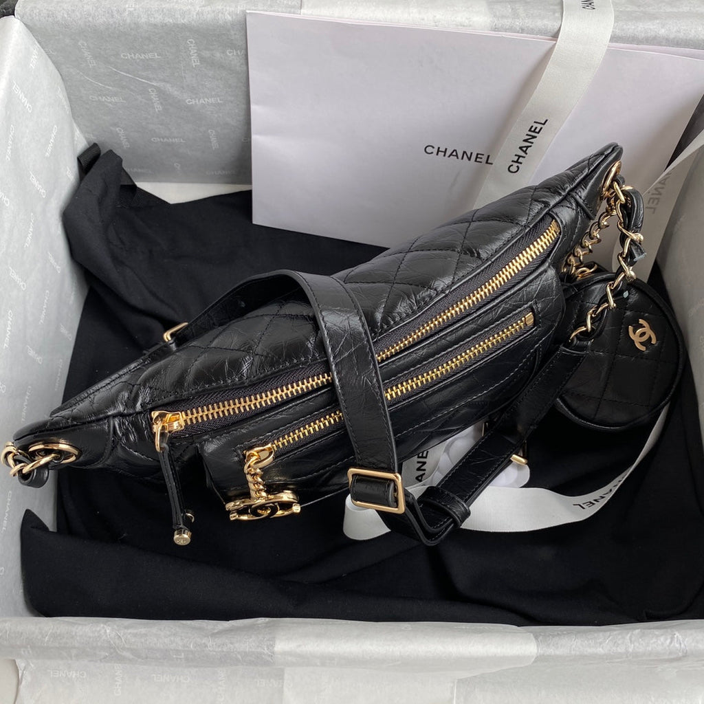 Chanel AS1077 Waist Belt Bag Calfskin Black