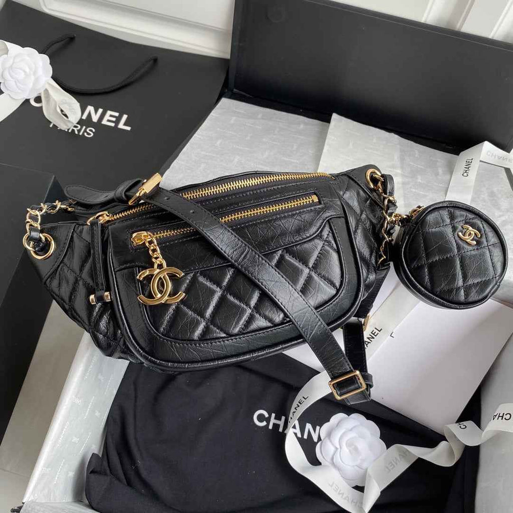 Chanel AS1077 Waist Belt Bag Calfskin Black