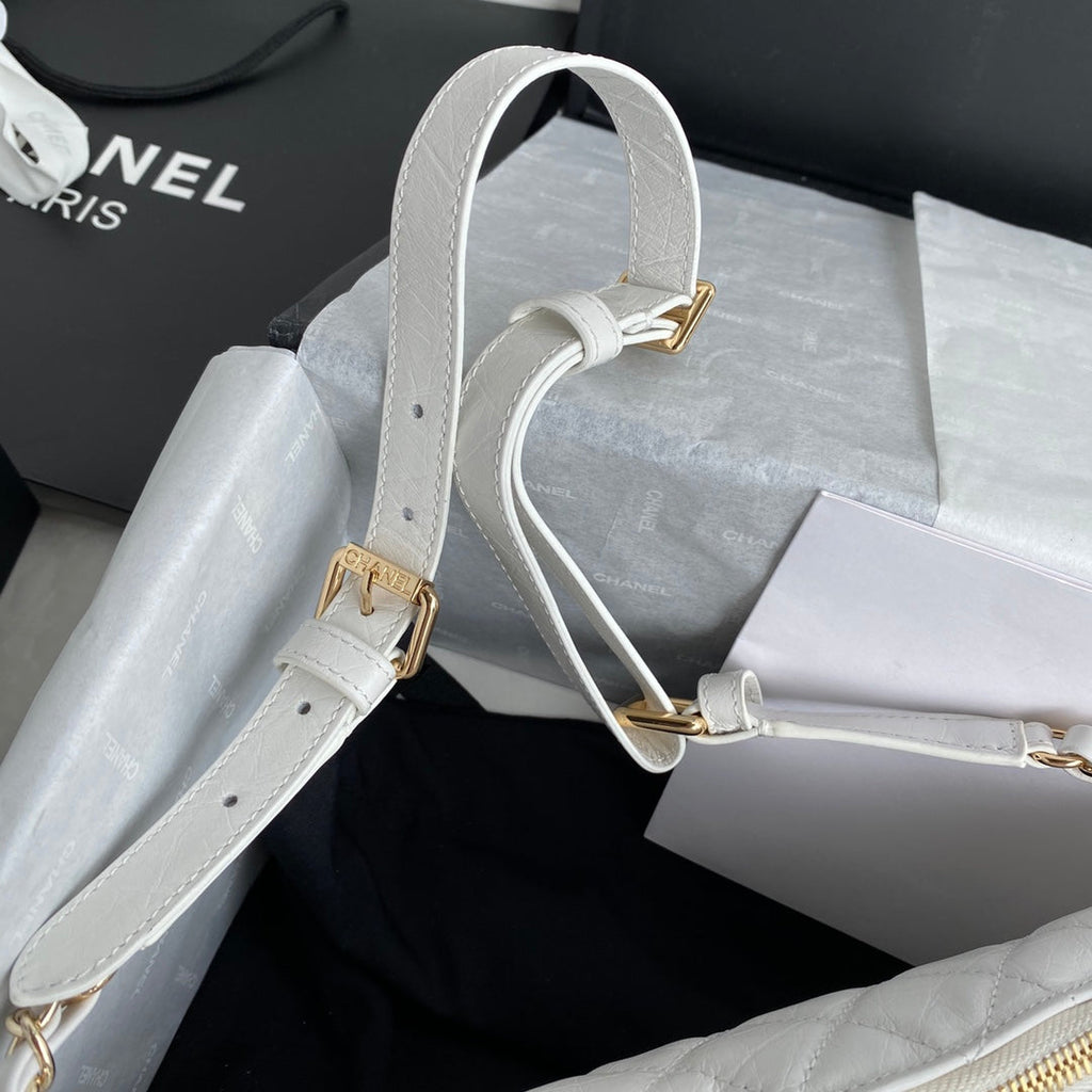 Chanel AS1077 Waist Belt Bag Calfskin White