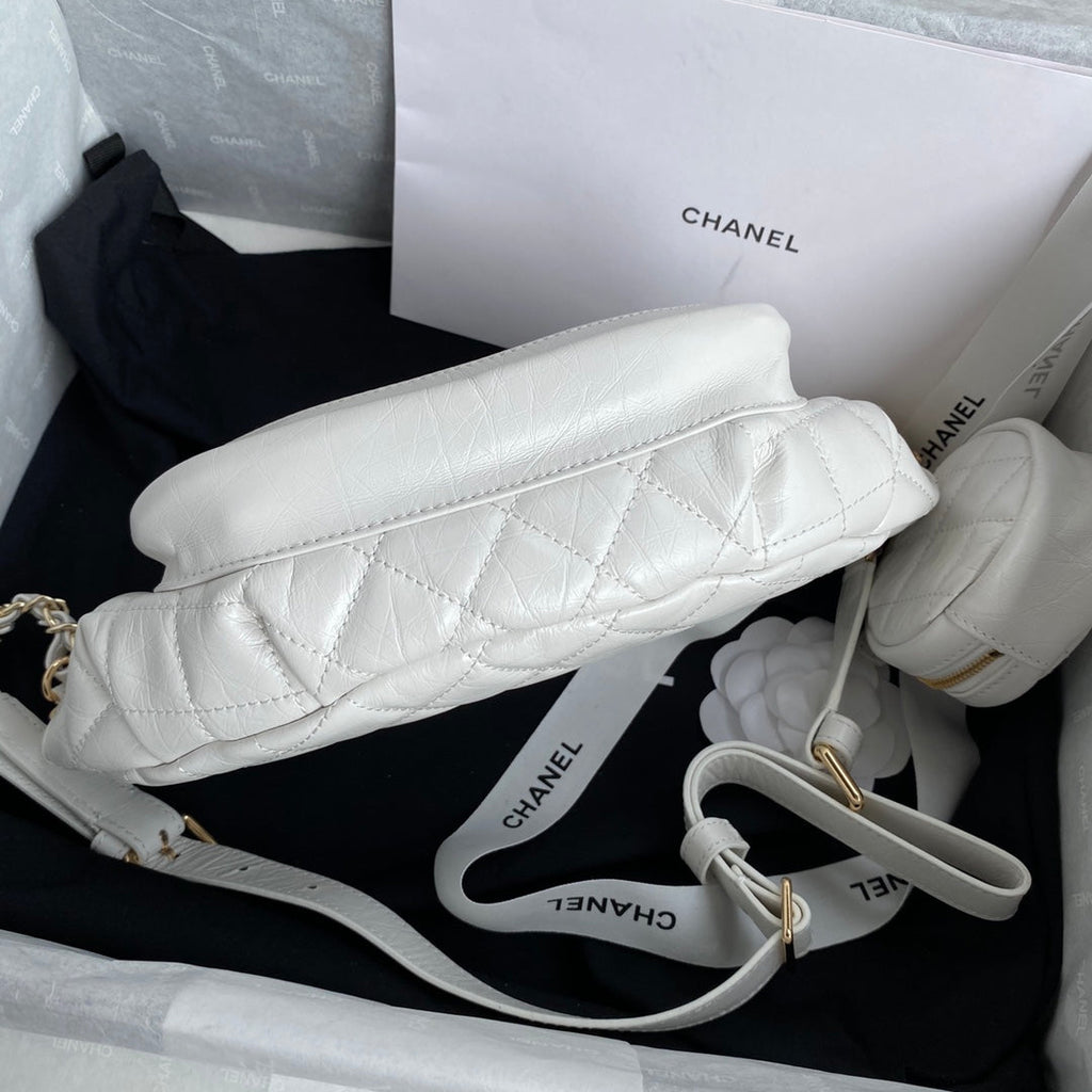 Chanel AS1077 Waist Belt Bag Calfskin White