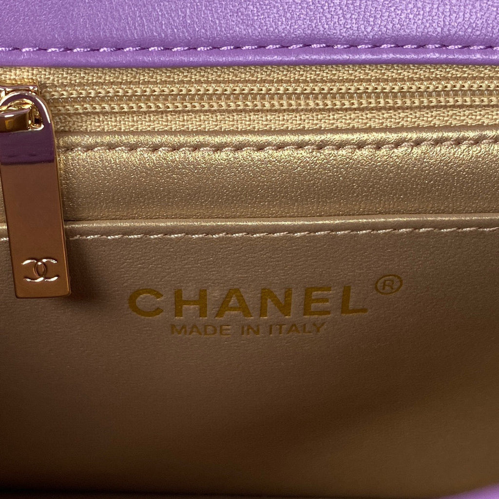 Chanel AS1786 23S Football Mini Flap Bag Lambskin Purple