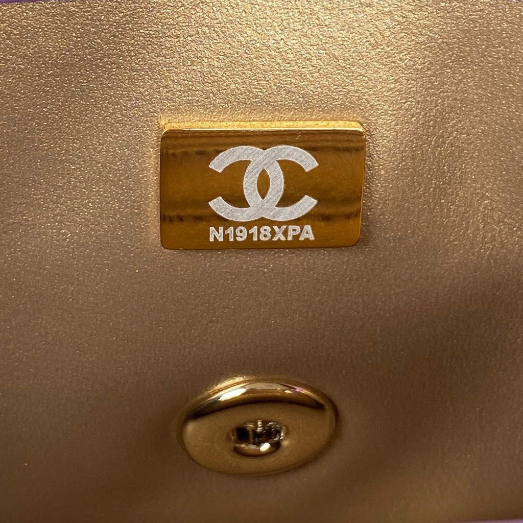 Chanel AS1786 23S Football Mini Flap Bag Lambskin Purple