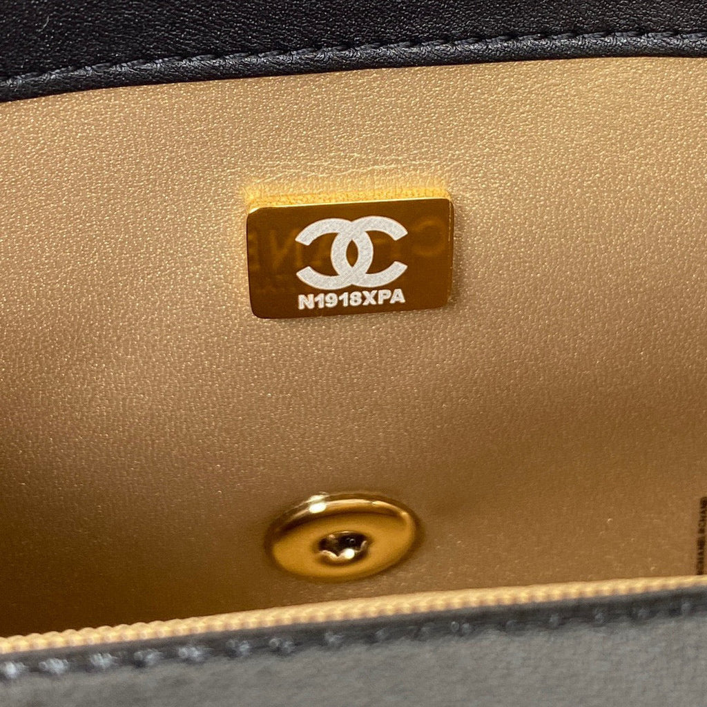 Chanel AS1786 23S Football Mini Flap Bag Lambskin Black