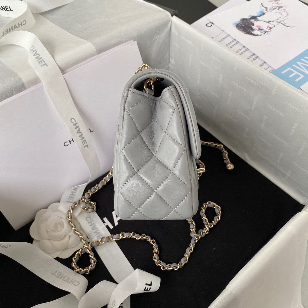 Chanel AS1786 23S Football Mini Flap Bag Lambskin Gray