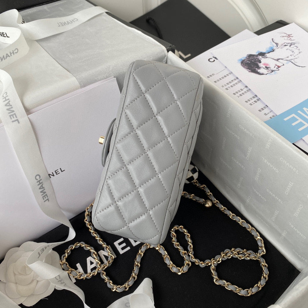 Chanel AS1786 23S Football Mini Flap Bag Lambskin Gray