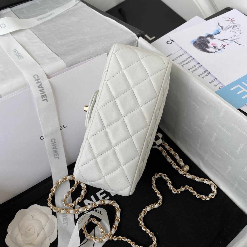Chanel AS1786 23S Football Mini Flap Bag Lambskin White