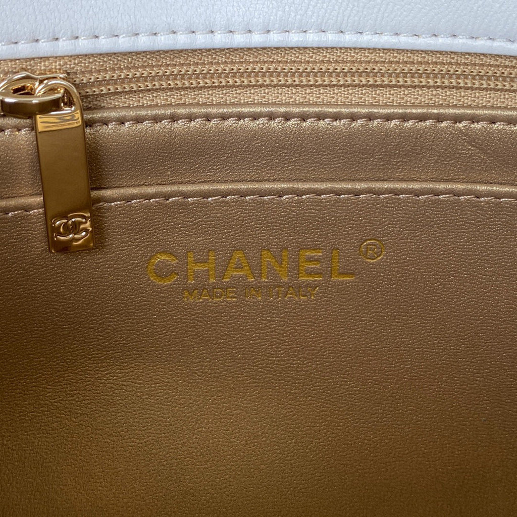 Chanel AS1786 23S Football Mini Flap Bag Lambskin White