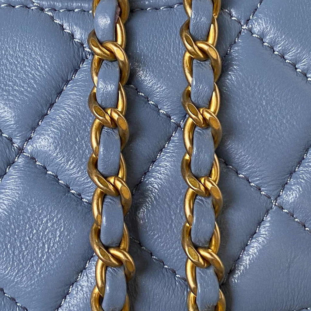 Chanel AS1786 23S Mini Flap Bag Gold Metal Lambskin Blue