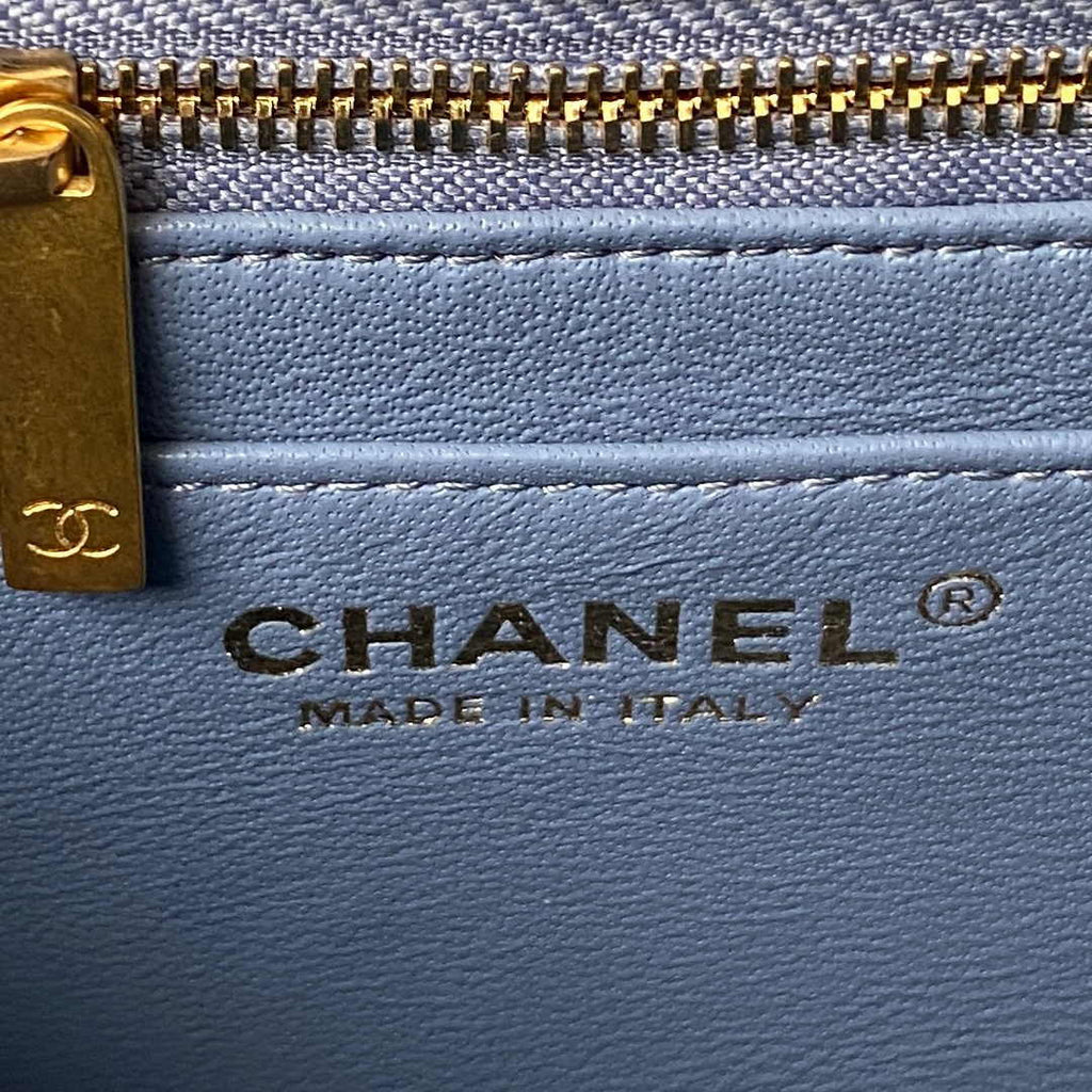 Chanel AS1786 23S Mini Flap Bag Gold Metal Lambskin Blue